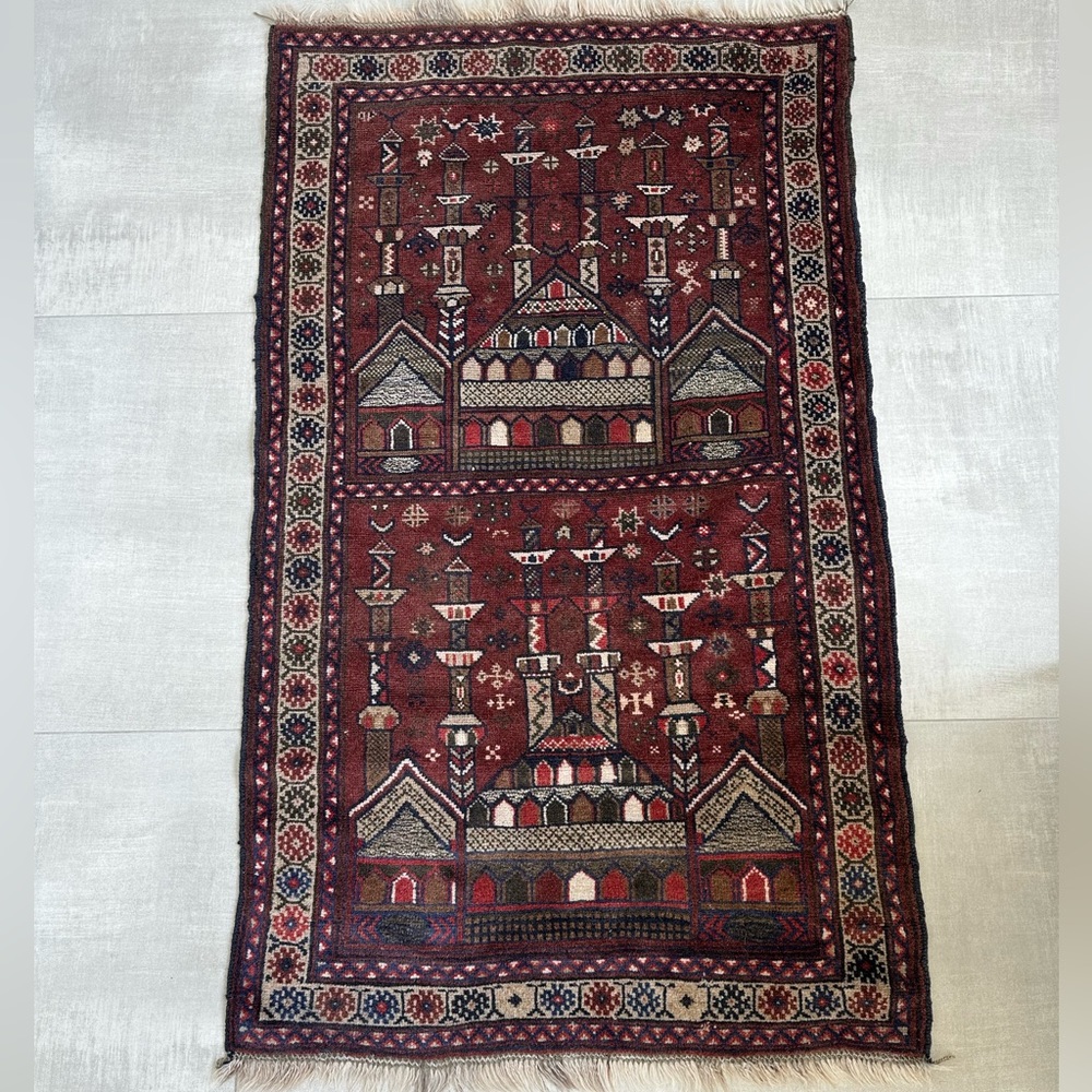 Original Persian, handmade, wool on wool, tribal, prayer rug